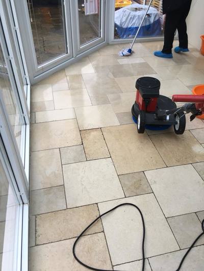Stone floor cleaning